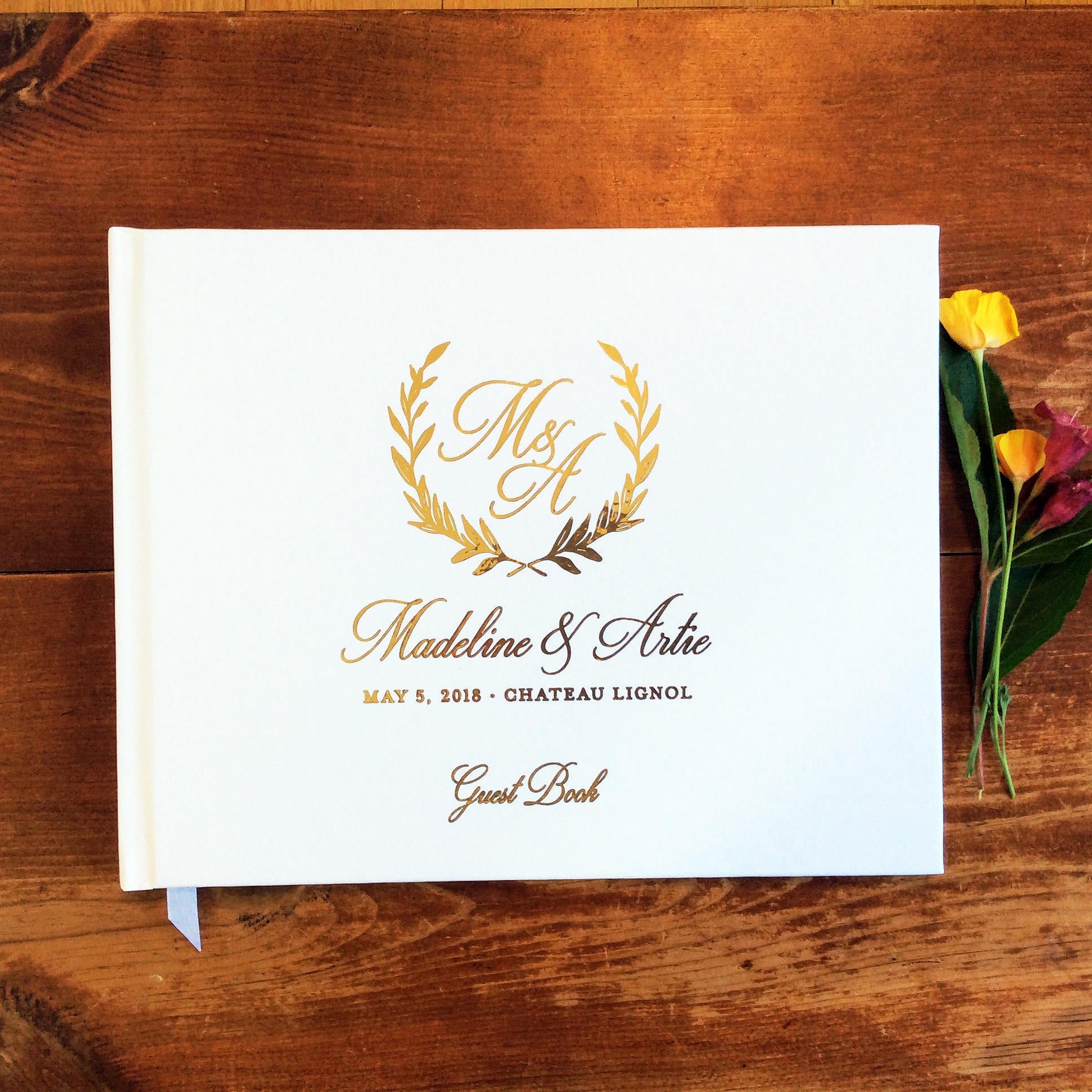 Personalized Wedding Guest Book Sign with Couples Acutal